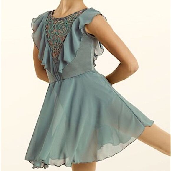 WEISSMAN Dance Costume lyrical I Want To Write You Song 10849 Sage green IC 7/8 - Picture 1 of 9